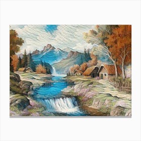 Waterfall In The Mountains  Canvas Print