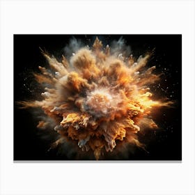 Orange, Gray, And White Explosion On Black Background Canvas Print