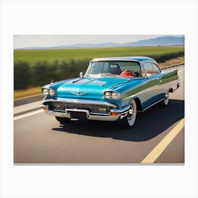 Retro Car At Highway 04 Canvas Print