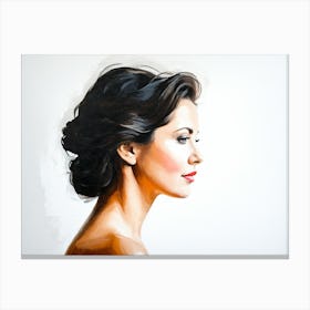 Side Profile Of Beautiful Woman Oil Painting 27 Canvas Print