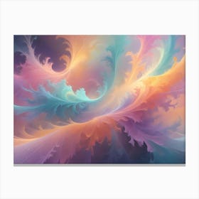 Abstract Image Of Swirling, Feathery Shapes In Shades Of Blue, Pink, And Orange, Creating A Dreamlike And Ethereal Effect Canvas Print