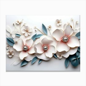 3d Artwork Illustration Flowers White Background 1 Canvas Print