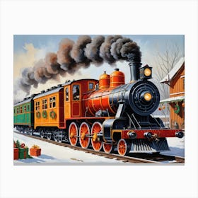 Beautiful Vintage Christmas Train Canvas Print