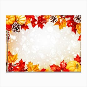 Autumn Leaves Radiate Vibrant Red Orange And Yellow Hues Clustered Together Embraced By A Decora Canvas Print