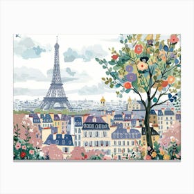 Paris France Landscape Watercolour Canvas Print