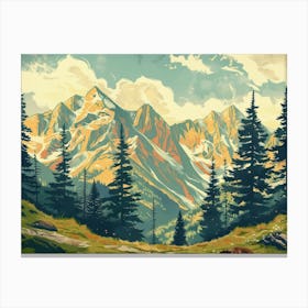 Landscape Retro Illustration 5 Canvas Print