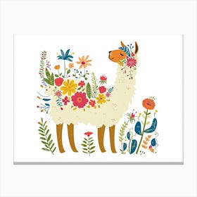 Little Floral Llama 4 Canvas Print