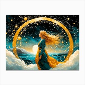 Girl In A Circle Canvas Print