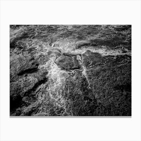 White Sea Foam And Black Rocks Surface 1 Canvas Print