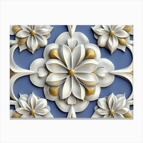 Seamless 3D Sculpture with Retro Pattern Round Curve Canvas Print