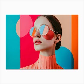 Colorful Woman With Sunglasses Canvas Print