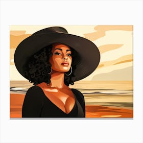Illustration of an African American woman at the beach 46 Canvas Print