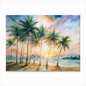 Sunset Palm Trees Canvas Print