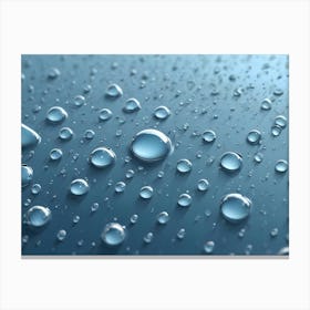 A Macro Photo Of Water Droplets On A Blue Surface, Creating A Beautiful And Abstract Design Canvas Print