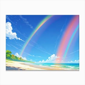 Rainbow Over The Beach Canvas Print