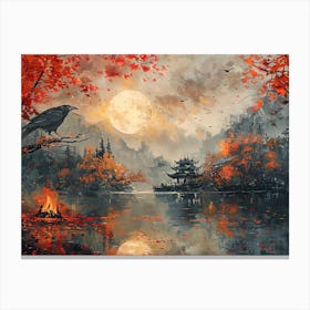 Crow By The Lake Canvas Print