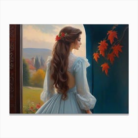 Girl In A Blue Dress 4 Canvas Print