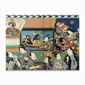 Actors Viewing Votive Pictures Of Themselves By Utagawa Kunisada Canvas Print
