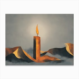 A Minimalistic Vector Art A Candle Flame Flickering Its Warm Glow Symbolizing The Introspection 699606489 1 Canvas Print