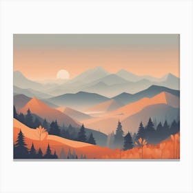 Misty mountains horizontal background in orange tone 54 Canvas Print