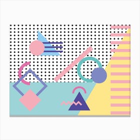 Memphis Pattern Retro Synthwave 80s Nostalgia Dreamwave Abstract Pastel Shapes Artwork Canvas Print