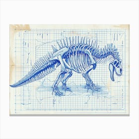 Dimetrodon Dinosaur Skeleton Blueprint Inspired Canvas Print