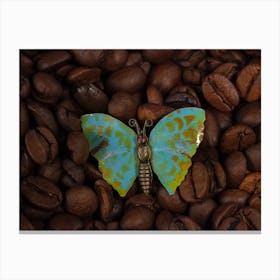 Butterfly On Coffee Beans Canvas Print