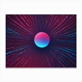 Abstract Image Of A Glowing, Blue And Pink Sphere Surrounded By Streams Of Particles Against A Dark Background Canvas Print