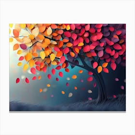 Design Of A Colorful Tree With Leaves On Hanging Branches Canvas Print