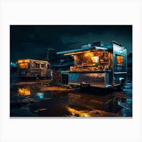 Food Truck At Night 2 Canvas Print