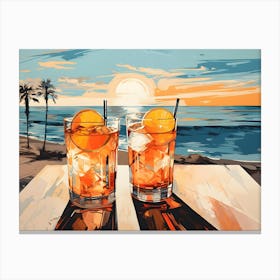 Two Drinks On The Beach Canvas Print