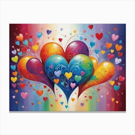 Rainbow Hearts 7 Canvas Print