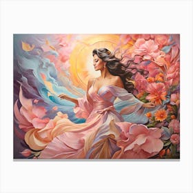 Woman In A Pink Dress Canvas Print