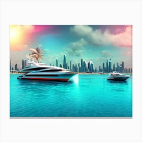 Dubai Cityscape Luxury Colorful Gulf Life In The Future Canvas Print