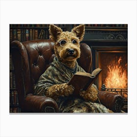 Classy Airedale At The Bar 6 Canvas Print