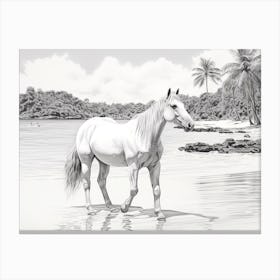 A Horse Oil Painting In Anse Lazio, Seychelles, Landscape 4 Canvas Print