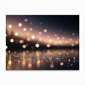 Abstract Image Of A Blurred Background With Sparkling Golden Lights On A Dark Surface Canvas Print