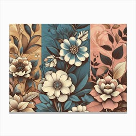 Floral Garden In Three Tone Abstract Poster 4 Canvas Print