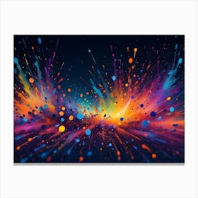 An Explosion Of Colorful Paint Splatters Against A Dark Background, Creating A Dynamic And Vibrant Abstract Art Piece Canvas Print