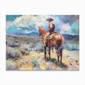 Cowboy In Mojave Desert Nevada 2 Canvas Print