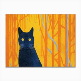 Black Cat In The Woods Canvas Print