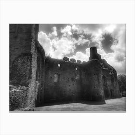 Castle Ruins In Black And White Canvas Print