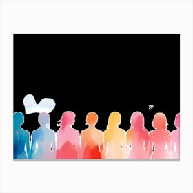 Silhouettes Of Women In Various Colors, Arranged In A Row Canvas Print