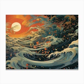 Sun Rising Over The Ocean Canvas Print