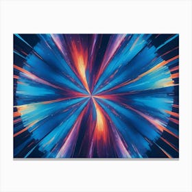 Abstract Background Of Streaks Of Blue, Orange, And Purple Light Converging In A Central Burst Canvas Print