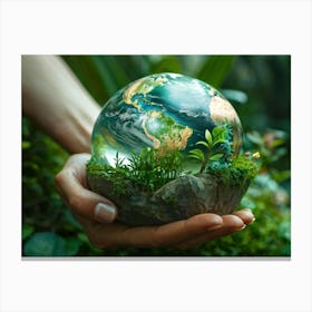 Earth Globe In Hands Canvas Print