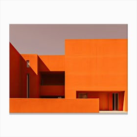 Bright Orange Wall House On The Beach Summer Photography Canvas Print