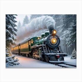 Christmas Train Vintage Canvas Print