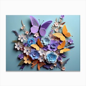 3d floral butterflies Canvas Print