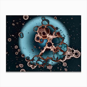 Blue Watercolor Abstraction Spots On The Moon Canvas Print
